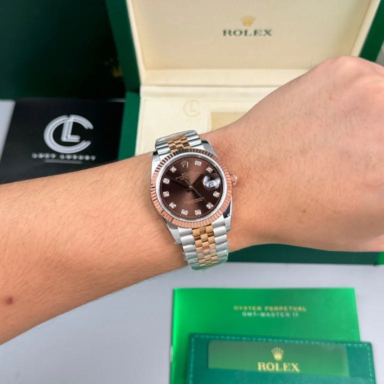 Rolex Datejust 31mm Demi Rose Gold Chocolate